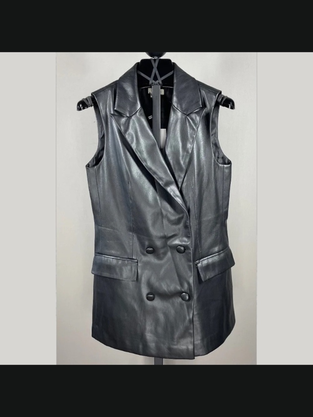 NEW Jason Wu Vest Jacket Womens Small black faux leather blazer moto designer